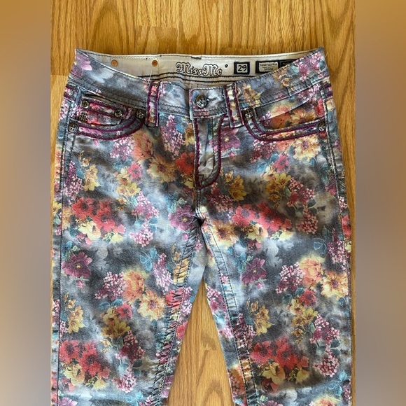 Miss me Jeans Women’s Skinny Floral Print Size 28 Signature Rise - Picture 2 of 9